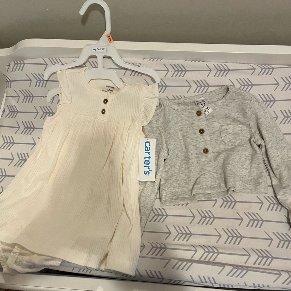 Carter's Cream Sleeveless Sundress Casual Flutter Sleeve